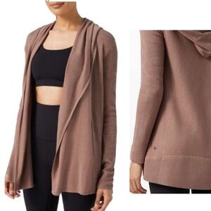 Lululemon Sundown Sweater Wrap Hoodie Spanish Oak Nylon Viscose Cashmere size 6